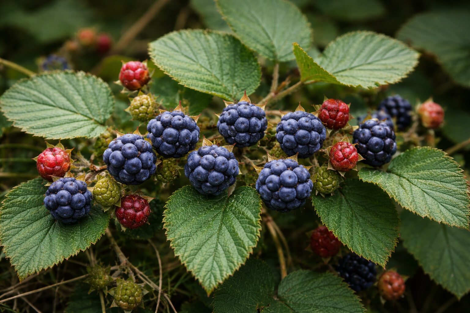 dewberries on shrubs